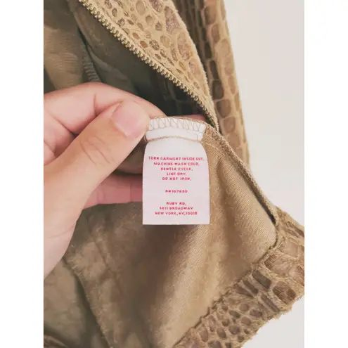 Ruby Rd Vintage Faux Fur Crocodile Leather Jacket Retro Large Brown Boho Earthy