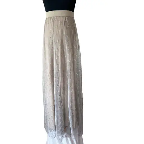 Nic+Zoe NWT MAXI ZIG ZAG TULLE SKIRT SIZE SMALL TAUPE