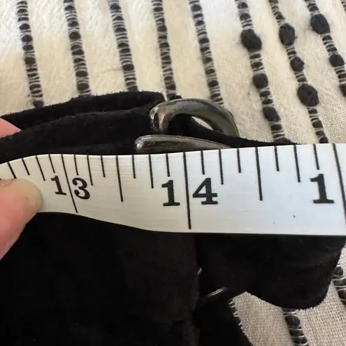 DANA BROOKE | 90s Vintage 100% suede leather skirt knee length| Size 10 Black