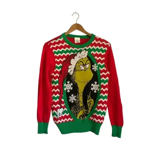 Ugly Christmas Sweater Dr. Seuss's The Grinch Red Green Long Sleeve