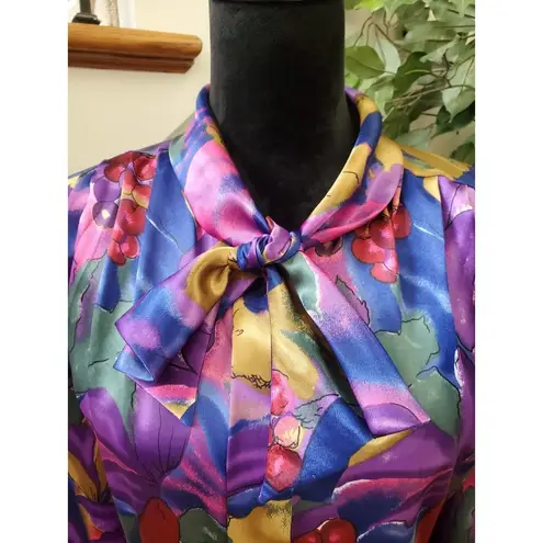 Westbound  Womens Purple Floral Polyester Button Front Long Sleeve Top Blouse 18