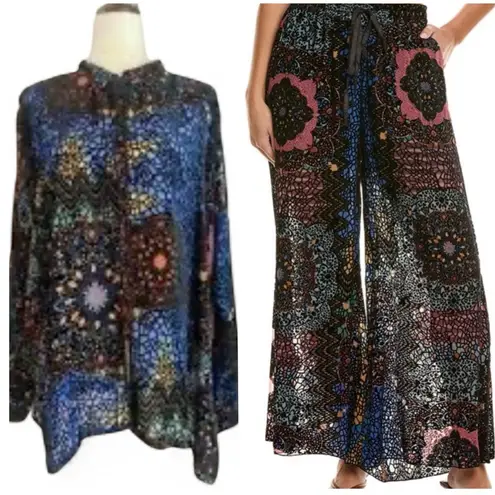 Johnny Was Axelle velvet burnout shirt and pants set (oversized)