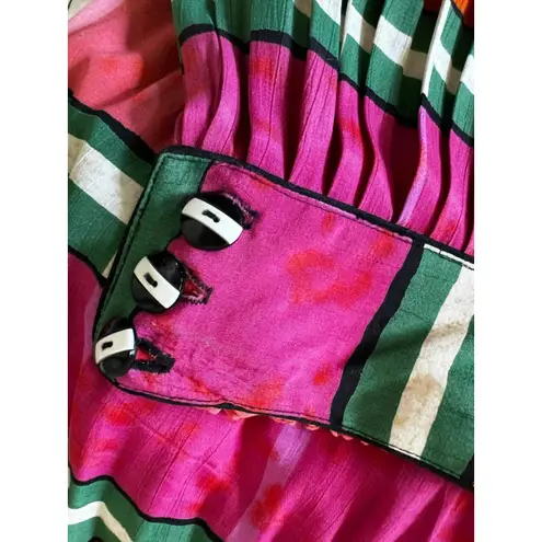 Vtg Platinum by Dorothy Schoelen Bright Pleated Maxi Skirt Sz 6 Orange Hot Pink