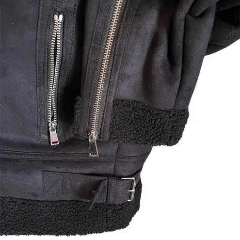 Loft NEW  Women’s Faux Suede Aviator Jacket size S Black