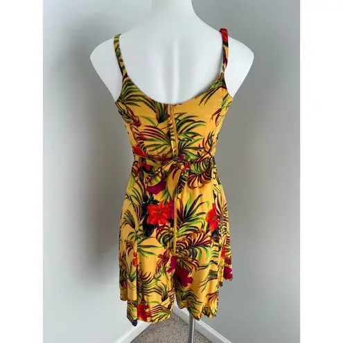 Sugar Co LTD Vintage Hawaiian Tropical Floral Summer Luau Romper Small Yellow