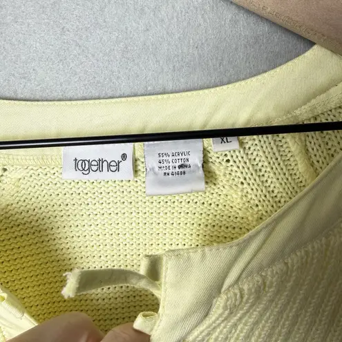 Together Cotton Blend Yellow Knit Sweater Lace Front Women’s Size XL