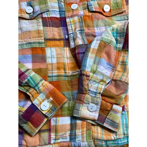 Pendleton Patchwork Madras Tartan Plaid Button Up Trucker Jacket Sm Vintage Crop