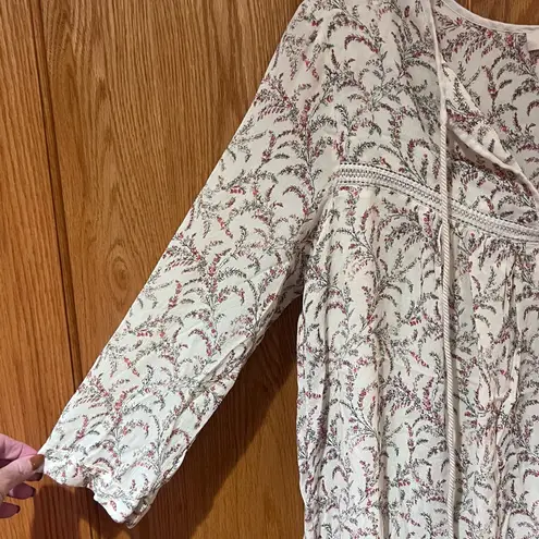 Ba&sh Esra Floral Embroidery Lattice Detail Mini Dress w/ Tassels Beige Size 8