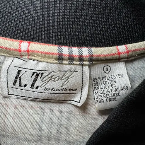 Vintage K.T. Golf by Kenneth Tool Women's Polo Plaid/Tartan Check Size Small Tan