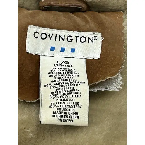 Covington VTG Women's Suede Coat Size Large Tan Shearling Mob Wife