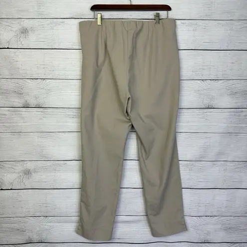 J. Jill Essential Cotton Pants Khaki Knit Stretch Pull On Ankle Womens Size 16 Brown