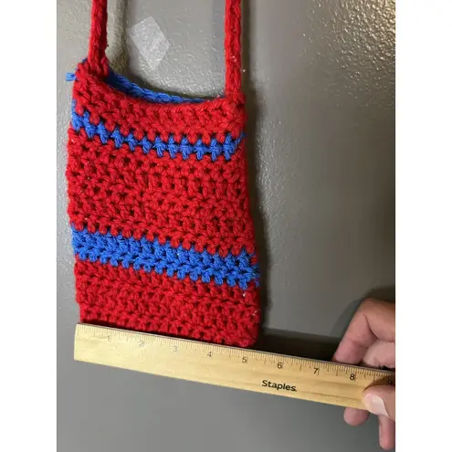 Handmade Crochet Shoulder Bag Womens Small Crossbody Purse Striped Unique Gift