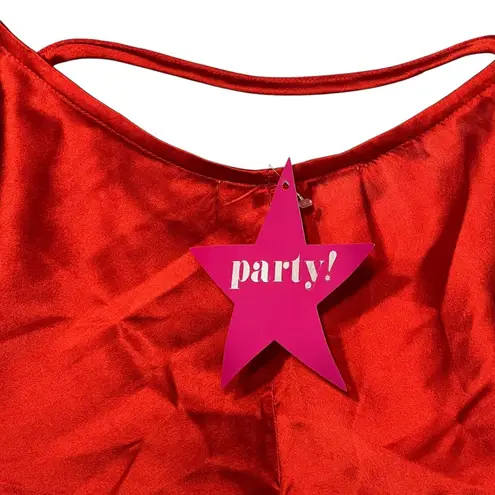 Dizzy Lizzy Cami Top Womens Large Red Satin Party Tank Criss Cross Strappy NYE