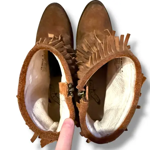 Freebird Booties Women's Size 8 Brown Suede Fringe Western Heeled Belle Style Brown