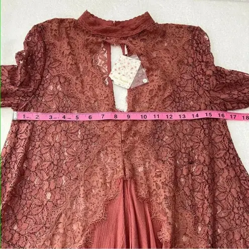 Free People  Tell Tale Dusty Mauve Lace Tunic Dress, size Xs