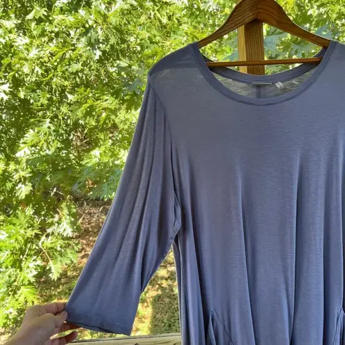 LOGO By Lori Goldstein Logo Lori Goldstein Women's Slate Blue Lace Trim Tunic Top Size 1X