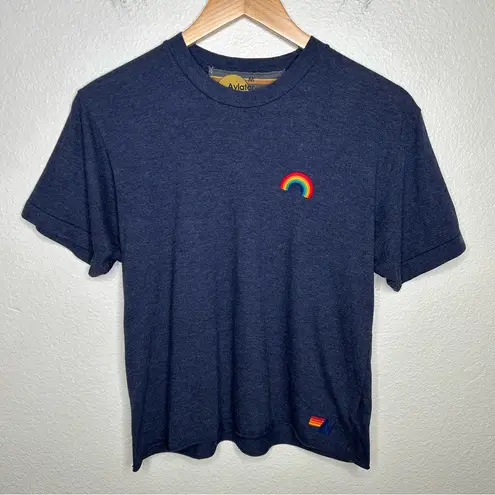 Aviator Nation rainbow tee blue medium