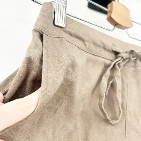 Iximo Womens Beachy Lounge Lagenlook Tapered Leg 100% Linen Pants Size S Khaki Brown