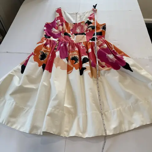 Calvin Klein  Floral Sleeveless Scoopneck Fit‎ Flare Cotton Dress Size 12 Pockets