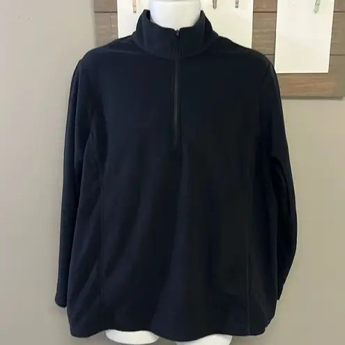 Land’s End Women Black Long Sleeve Antistatic Pullover ZipUp Fleece