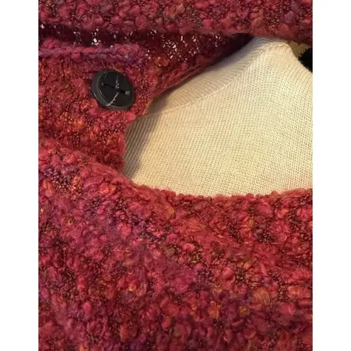 Habitat Cardigan Women’s LG Chunky Knit Red/Pink Cowl Neck Open Front Lagenlook