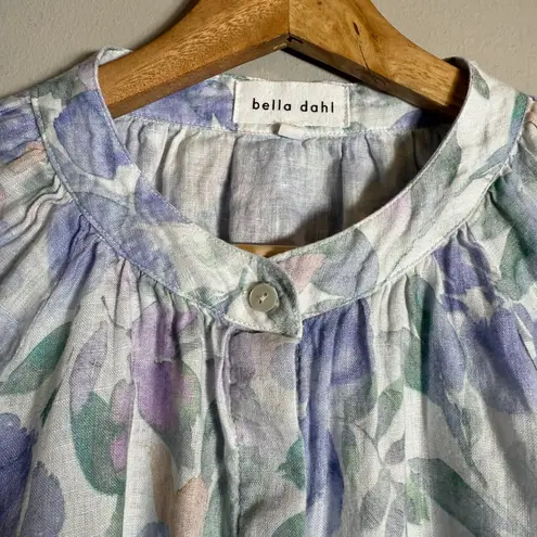 Bella Dahl Floral Print Linen Button Up Blouse Top Womens Medium Pastel Colorful