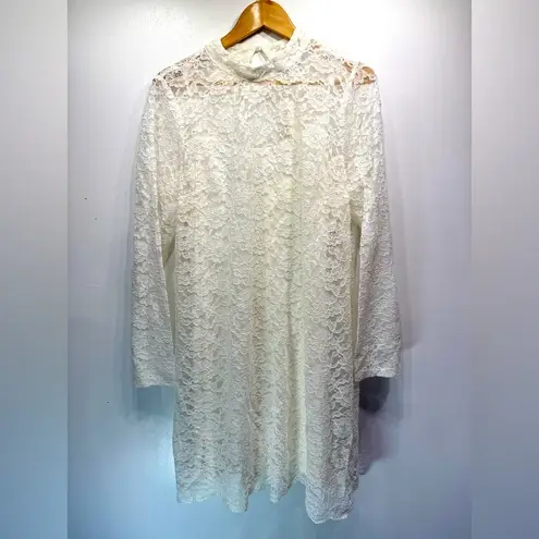 Ivory Lace Overlay Long Sleeve Scalloped Hem ModCloth Fairy Dress by Wendy Bird Size 16