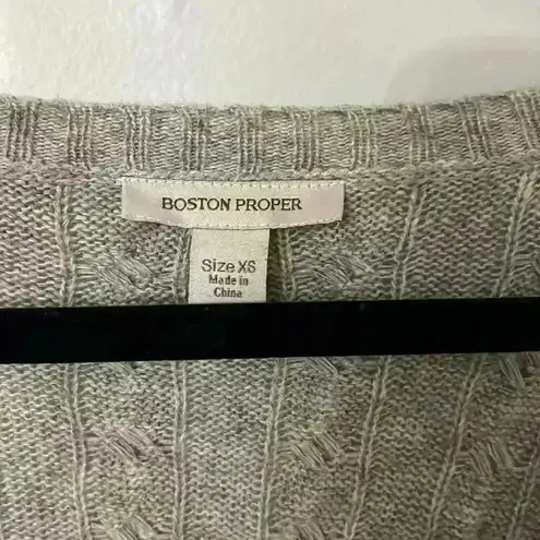Boston Proper Heather Gray Cable Chiffon Sash Tie
Waist Cardigan Sweater XS
