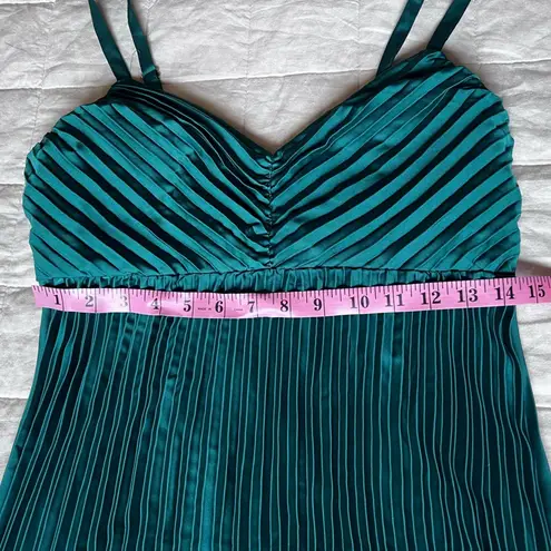 Boston Proper Emerald Green Pleated Liquid Shine Babydoll Maxi Dress Formal - 8
