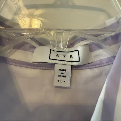 AYR The Deep End Purple & White Striped Button Down Top Size Large