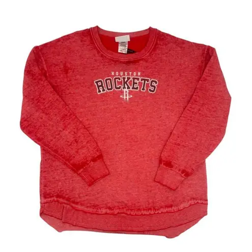 Nba Houston Rockets Women's Ombre Arch Print Burnout Crew Neck Fleece in Red, XL