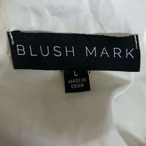 Blush Mark Cream Floral V Neck Smocked Waist Cut Out Low Back Long Sleeve Dress Pink Size L