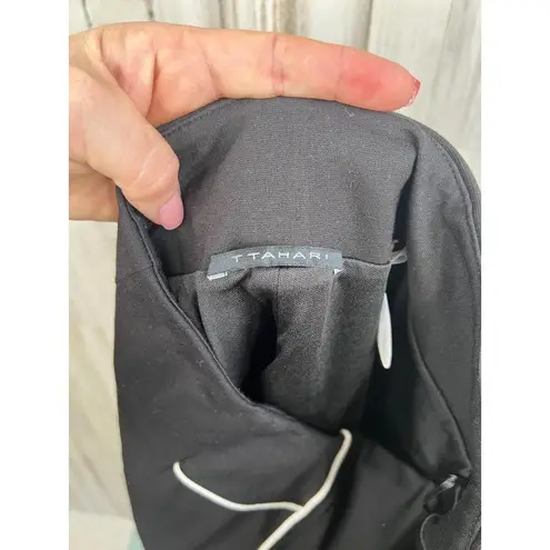 T Tahari Black Pencil Skirt With White Contrast Piping Knee-Length Size S