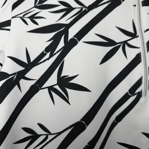 Tail Womens Golf Polo Top Size M Bamboo Stripe Black White Quarter Zip Stretch Size M