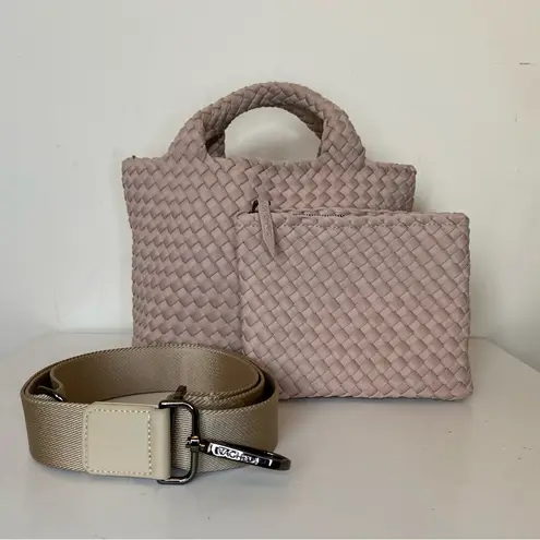 NAGHEDI St. Barths Small Woven Neoprene Tote Crossbody Pouch Shell Pink