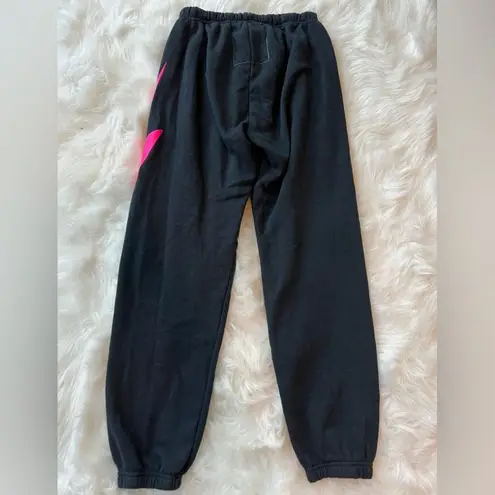 Aviator Nation neon pink bolt charcoal gray sweatpants