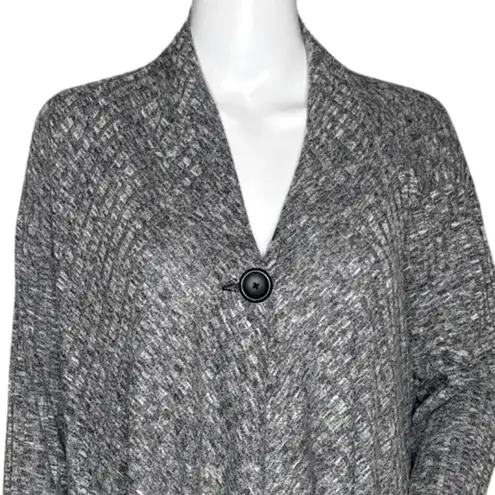 Dana Buchman Sweater Women Large Gray White Marled Cardigan Lagenlook Neutral