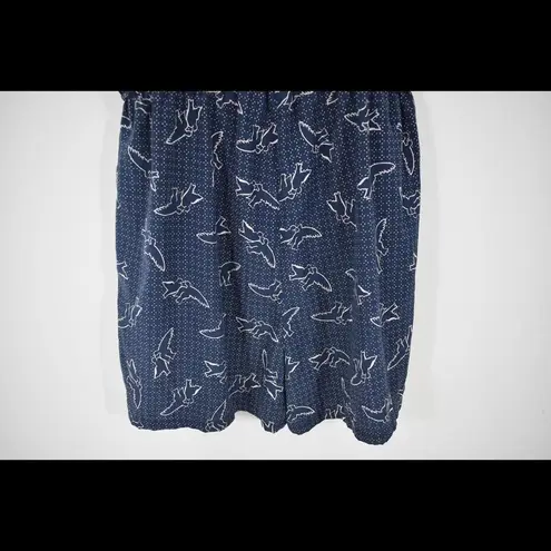Greylin Navy Blue Bird Print Sleeveless Skort Romper Dress Small