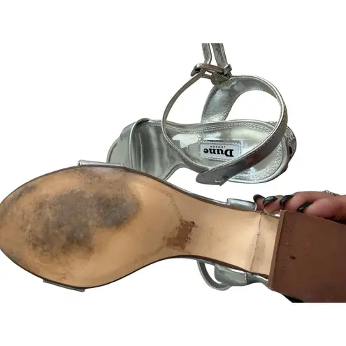 Dune London Silver Jeweled Heels Sandals Size 38 / US 7