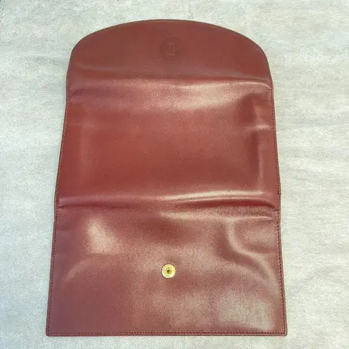 Cartier Must De Vintage Bordeaux Tri-fold Kisslock Leather Wallet - Preowned