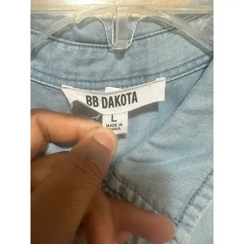BB Dakota  Womens Chambray Sleeveless Shirt w/ Sleeves Light Wash Denim‎ Size L