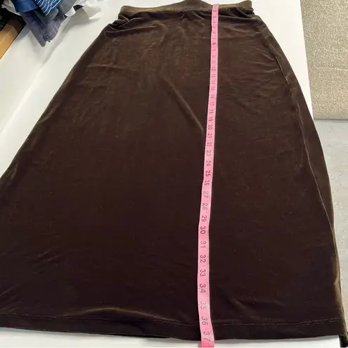 Imperfect vintage velour skirt 90s Y2K chocolate brown stretchy shiny med large