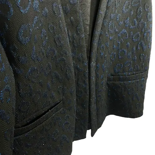 Scotch & Soda Women’s Glitter Leopard Blazer in Black/Blue Size S