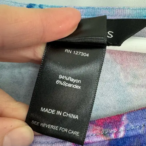 Ali Miles Multicolor Abstract 3/4 Sleeve Top XLP Artsy Lagenlook Embellished Blue Size undefined