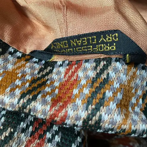 Vintage Fall Tan Checkered Blazer Brown Size L