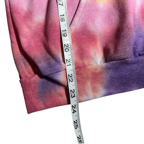 Hand Crafted Tie Dye Hoodie Spiral Rainbow Sassy Spellout Pullover Sweater med Pink