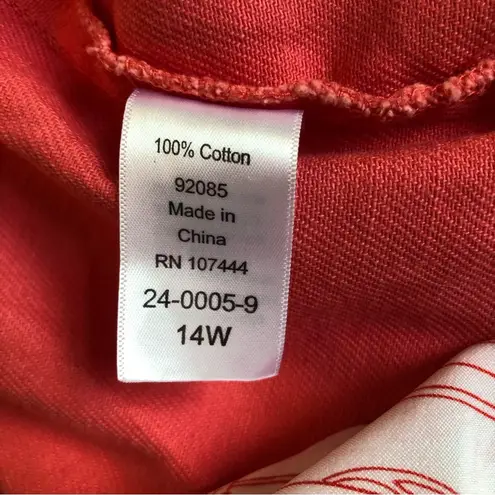 Jessica London Vintage Pink Coral Denim 2 Piece Set Jacket & Jeans Size 12-14