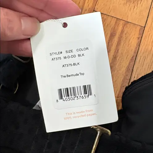 ANDIE The Bermuda Bikini Top Swimsuit Terry Dot Textured Black size M D/DD NWT