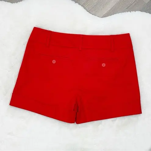 New York & Company Cherry Coral Red Cuff Hem Chino Suit Shorts 8