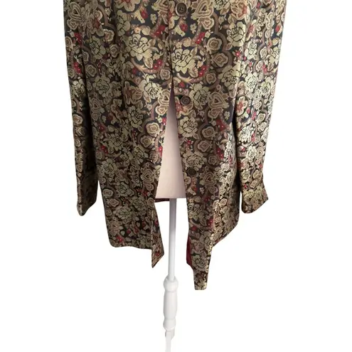 AMBER SUN Multicolor Brocade Rose Print Blazer Jacket Size Large Gold